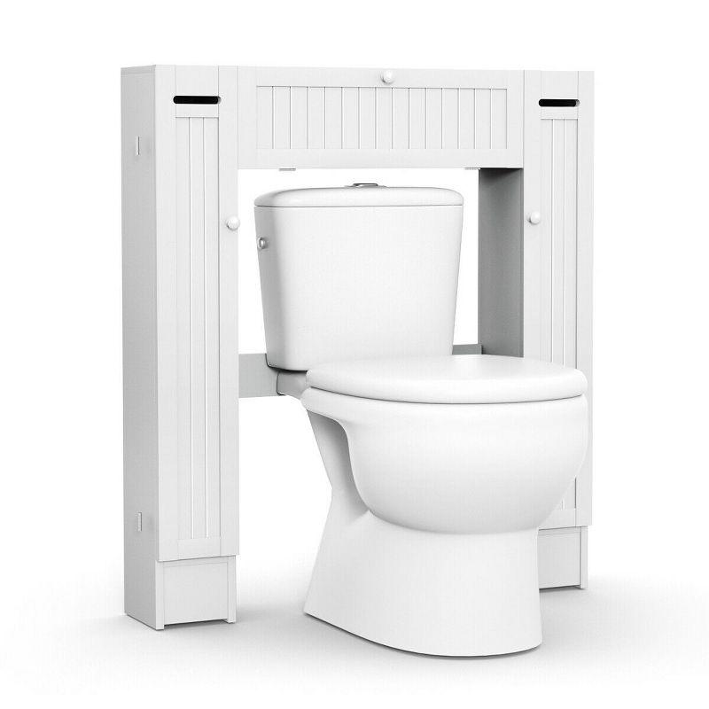 Costway Over the Toilet Storage Wooden Cabinet Drop Door Spacesaver Bathroom White