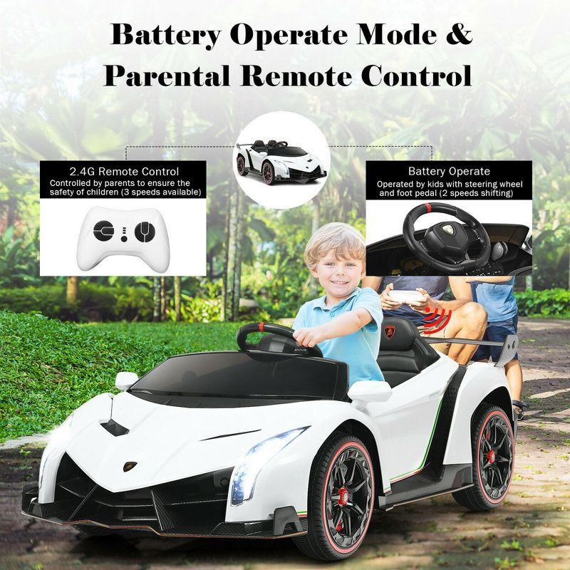 Costway 12V 2-Seater Licensed Lamborghini Kids Ride On Car w/ RC & Swing Function