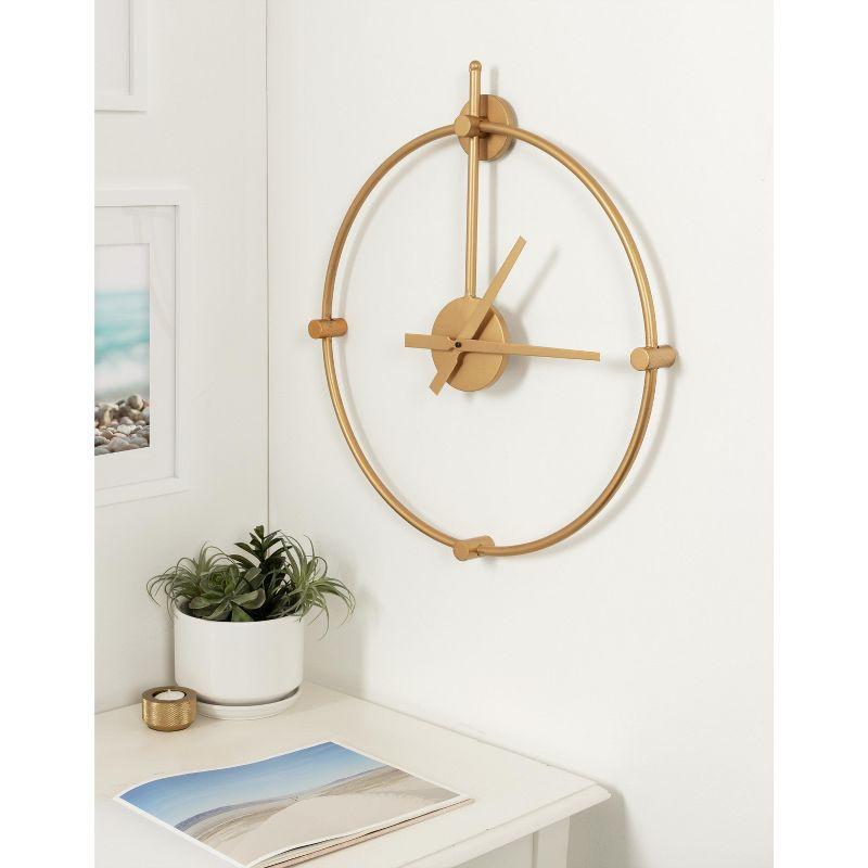 Kate and Laurel Lidor Round Metal Wall Clock, 22x25, Gold