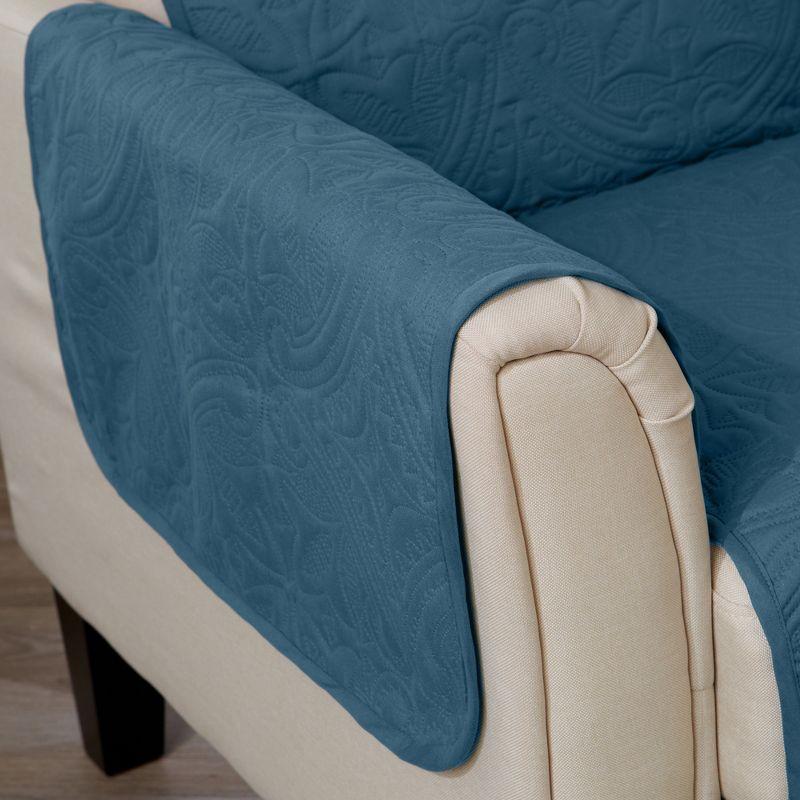Reversible Quilted Sofa Furniture Protector - Great Bay Home(Recliner, Smoke Blue / Ivory)