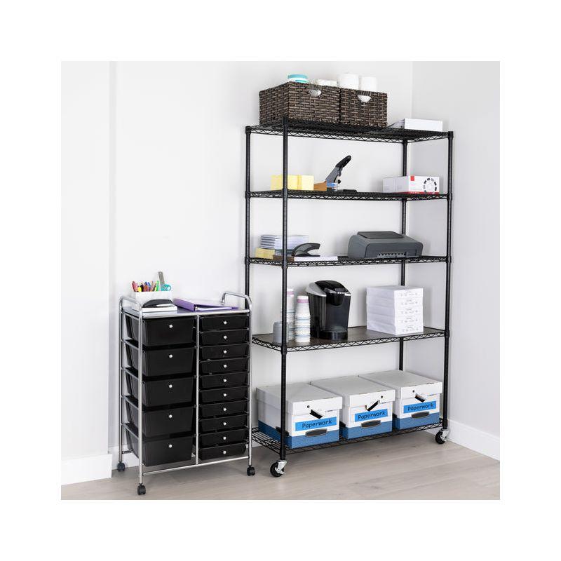 UltraDurable 48'' W x 18" D 5-Tier NSF-Certified Steel Shelving with Wheels