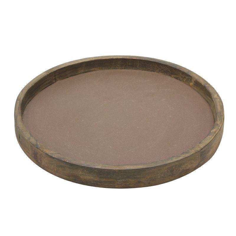 11.8" Rustic Round Wood Tray Brown - Stonebriar Collection
