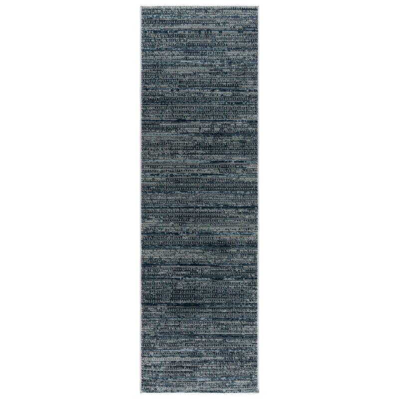 Blue and Gray Tufted Synthetic Runner Rug, 2'2"x6'