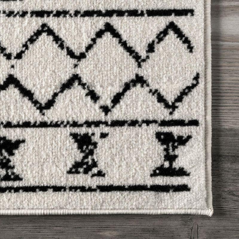 Nuloom 4x6 Noa Triabl Moroccan Indoor Area Rug, Black, Bohemian Design, Stain Resistant, BedroomLiving Room, Kitchen,