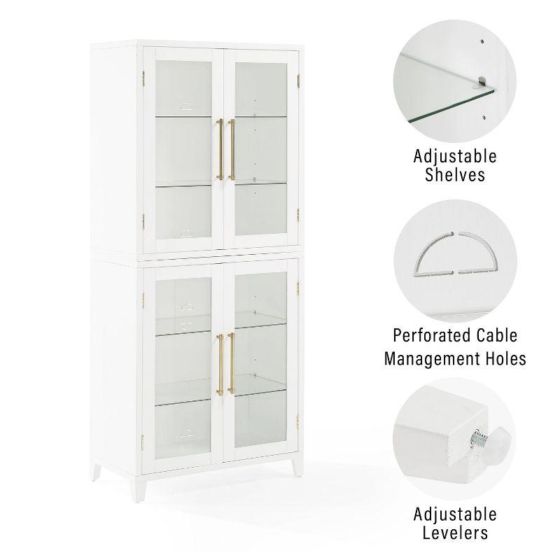 Crosley 70" Roarke Glass Door Kitchen Pantry Storage Cabinet White