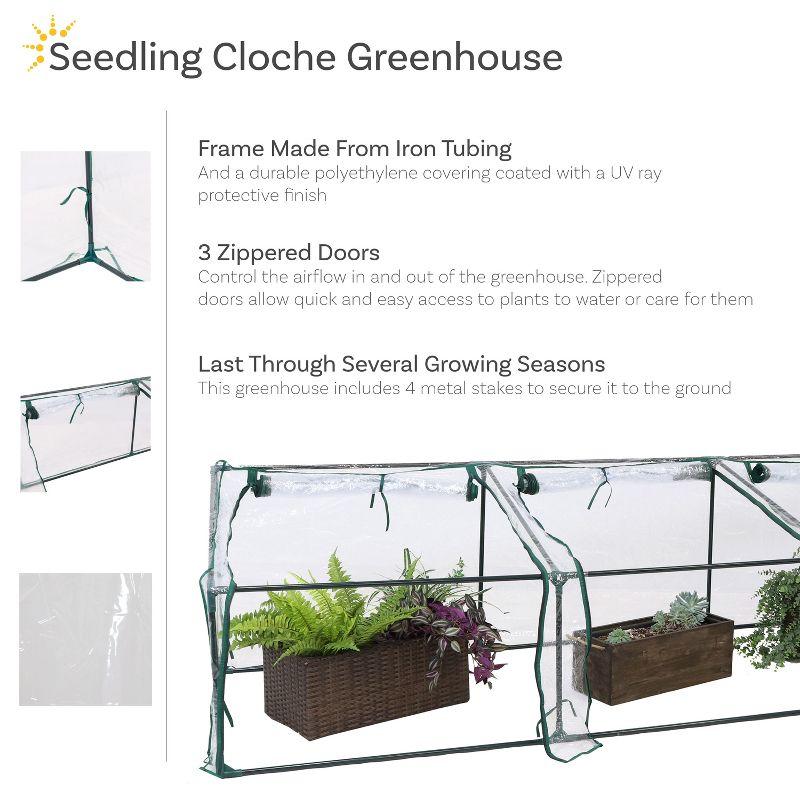 Sunnydaze Outdoor Portable Slanted Top Plant Shelter Mini Cloche Greenhouse with Zipper Doors - 36" - Clear