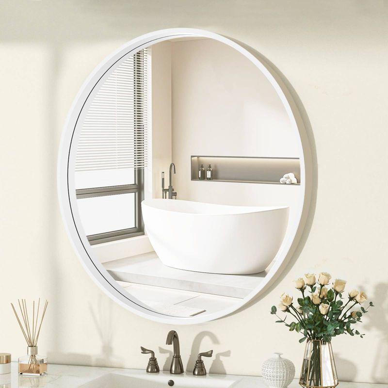 WallBeyond 28" Wood Round Mirror White
