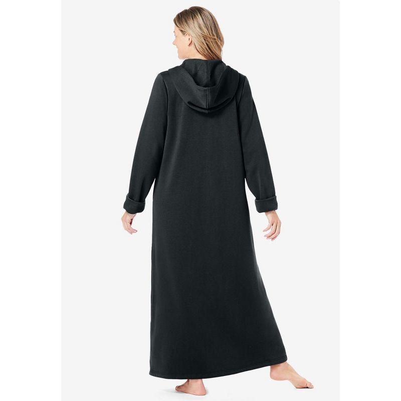 Dreams & Co. Plus Size Petite Long Hooded Fleece Sweatshirt Robe - 4X, Heather Charcoal