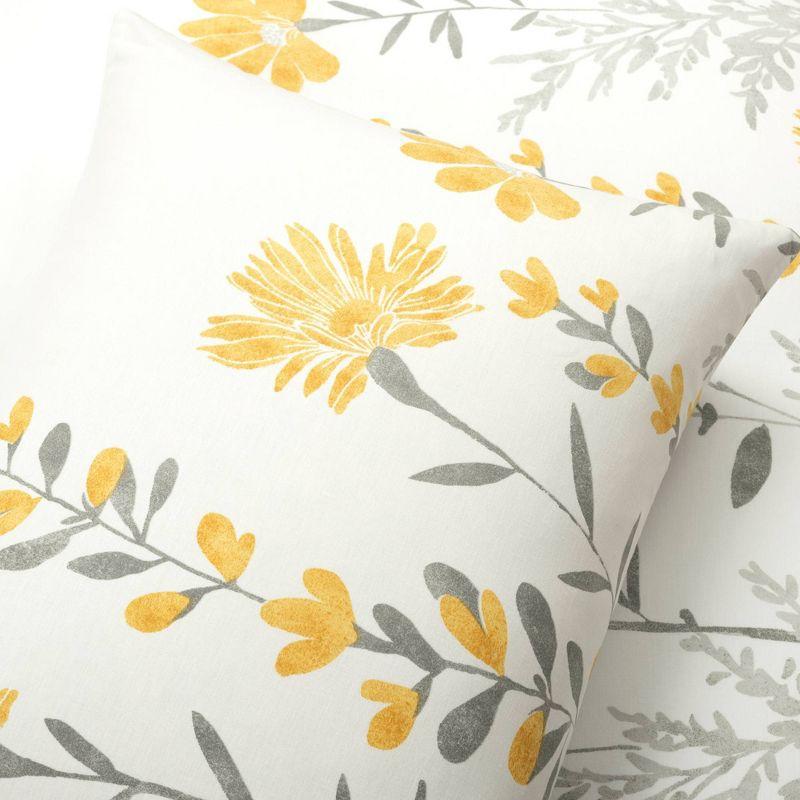 3pc Aprile Cotton Duvet Cover Set Yellow/Gray - Lush Décor