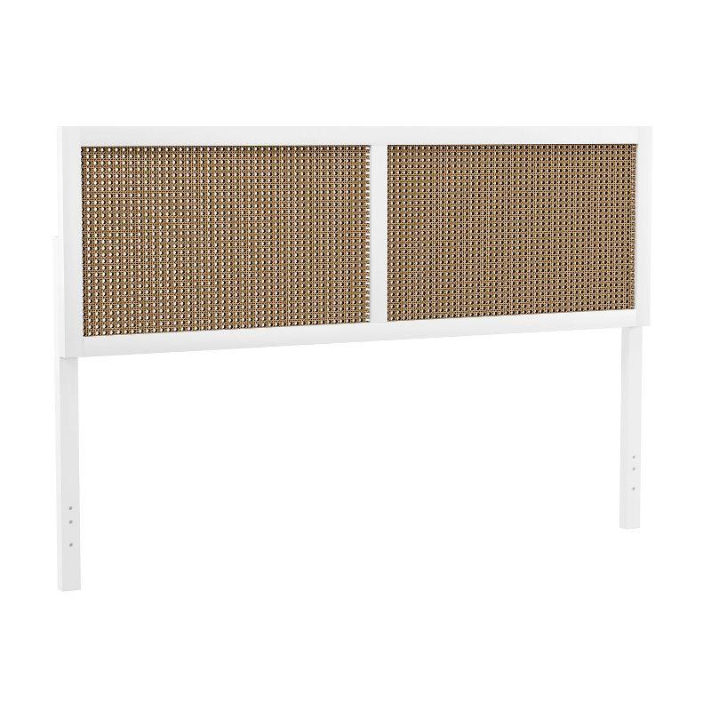 Serena Coastal White Wood & Cane King Headboard