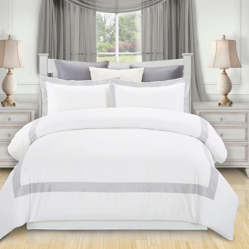 White Cotton Embroidered Full Duvet Cover Set