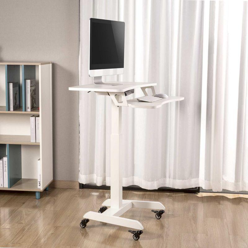 Cruizer Premier Electric Height Adjustable Mobile Podium with Keyboard Tray – White – Stand Steady