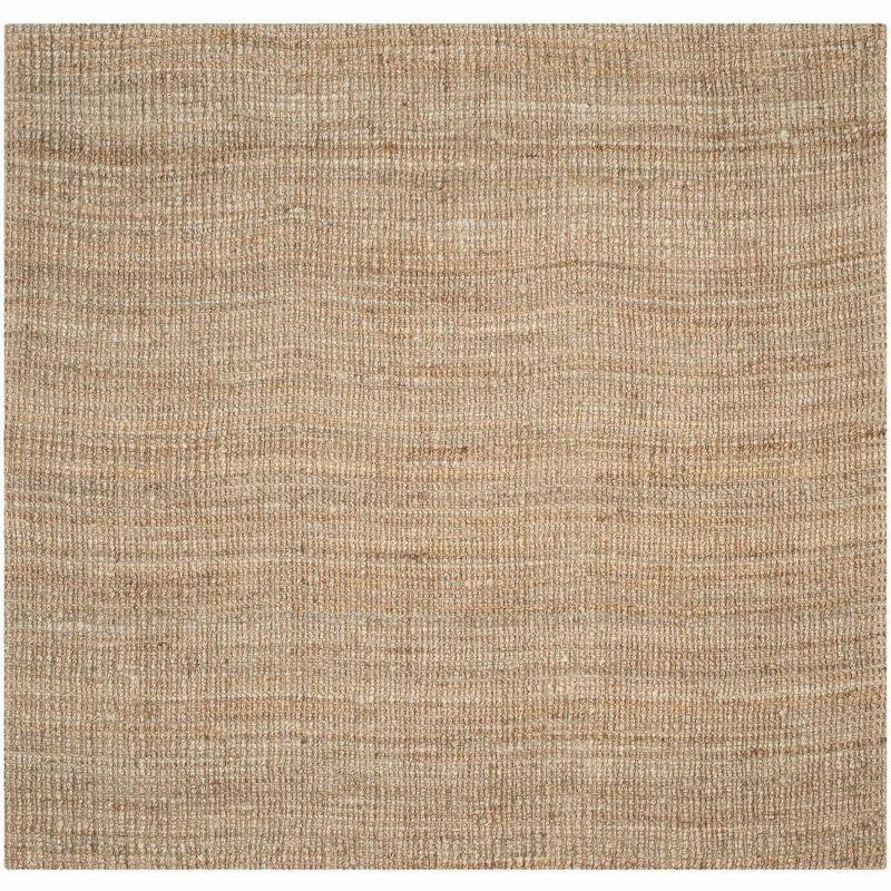 Natural Square Handwoven Wool and Cotton Area Rug