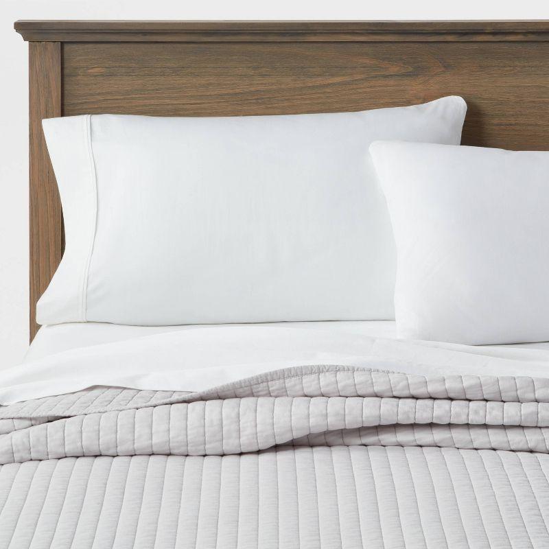 Full/Queen Washed Cotton Sateen Quilt Light Gray - Threshold™