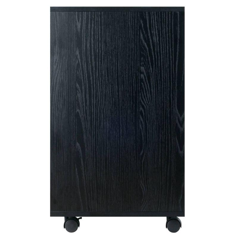 Halifax Cabinet with 5 Drawer & 1 Side Cabinet Black - Winsome: Mobile Storage Unit, Composite Wood, Modern Design