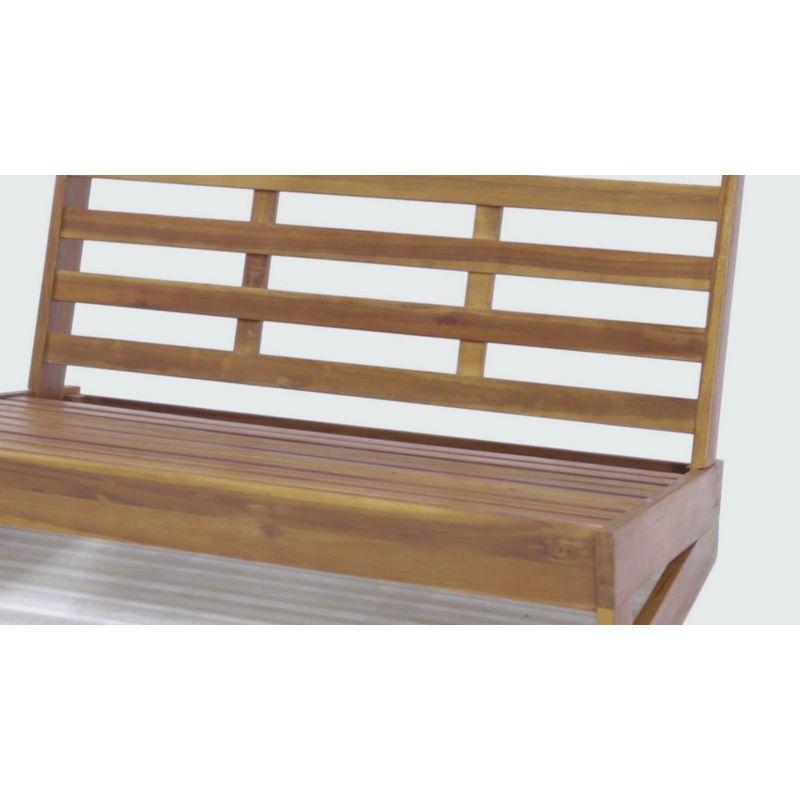 Christopher Knight Home Sherwood Outdoor Acacia Wood Loveseat with Cushions, Gray