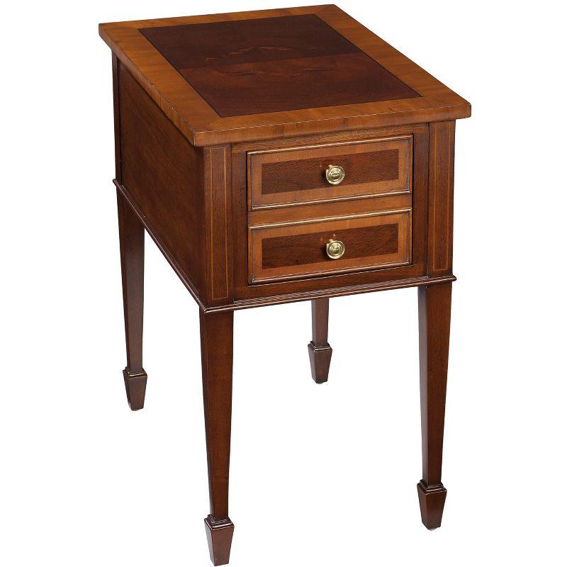 Mahogany Brown Rectangular Chairside Table with Storage