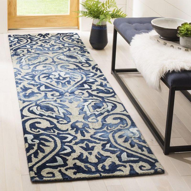 Royal Blue Hand-Tufted Wool Runner Rug with Silk Accents, 2'3" x 8'