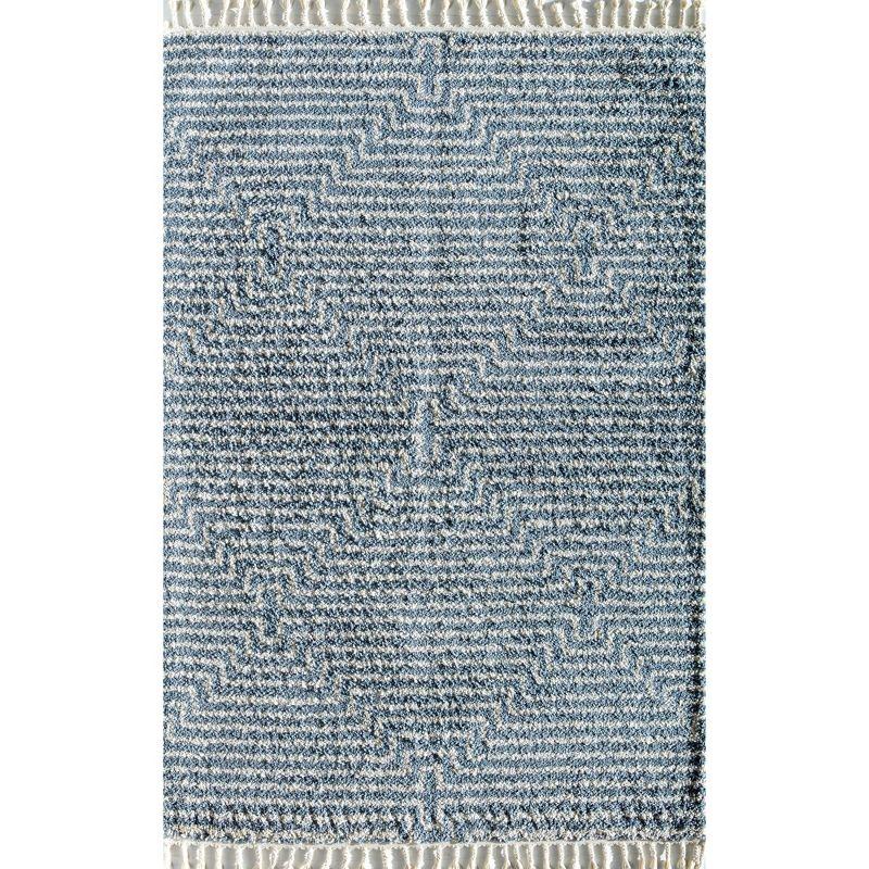 Braided Diamond Shag 8' x 10' Blue Synthetic Area Rug