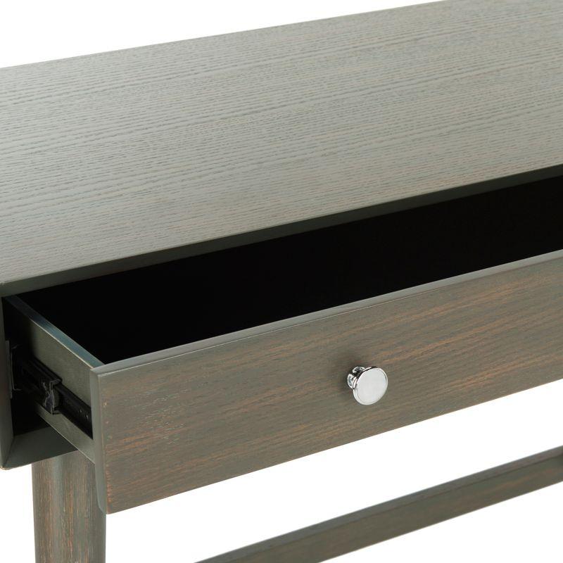 Ash Grey Transitional Home Office Desk with Polished Chrome Hardware