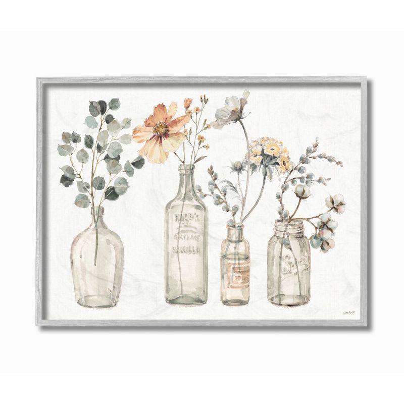 Gray Framed Floral Bouquet Giclee Canvas Wall Art