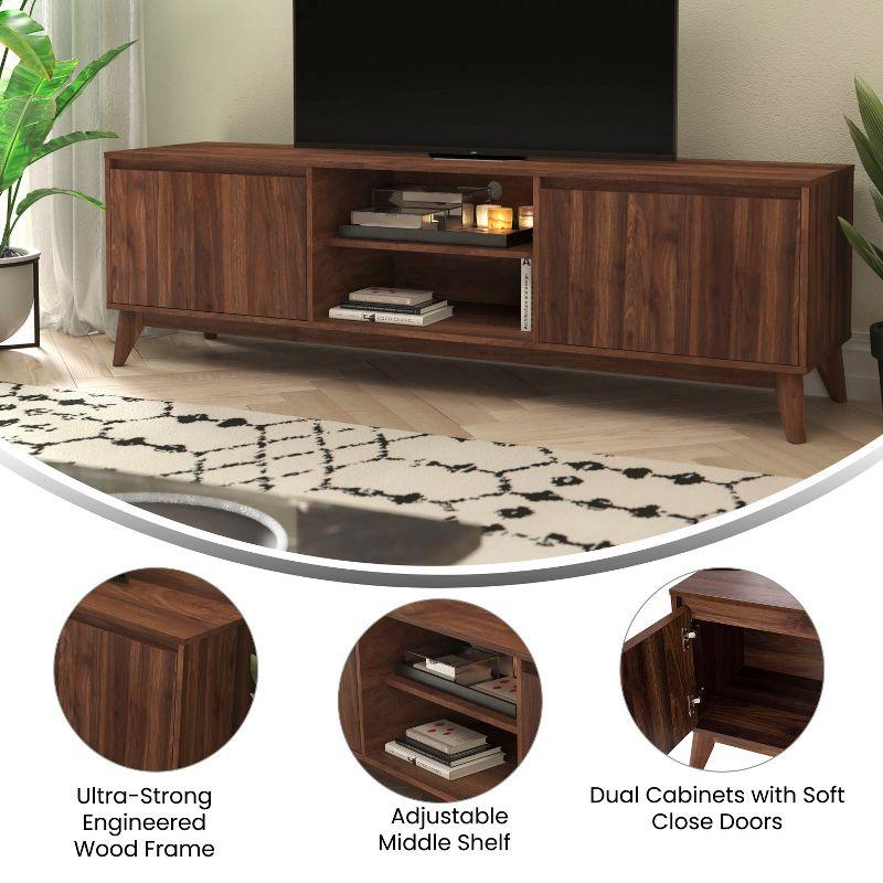 Flash Furniture Hatfield Mid-Century Modern TV Stand for up to 64 inch TV's - Media Center with Adjustable Center Shelf and Dual Soft Close Doors