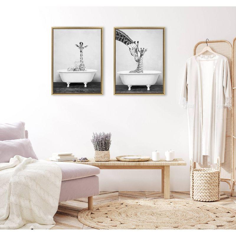 Sylvie Giraffe in Tub Framed Canvas by Amy Peterson Art Studio - Kate & Laurel All Things Decor