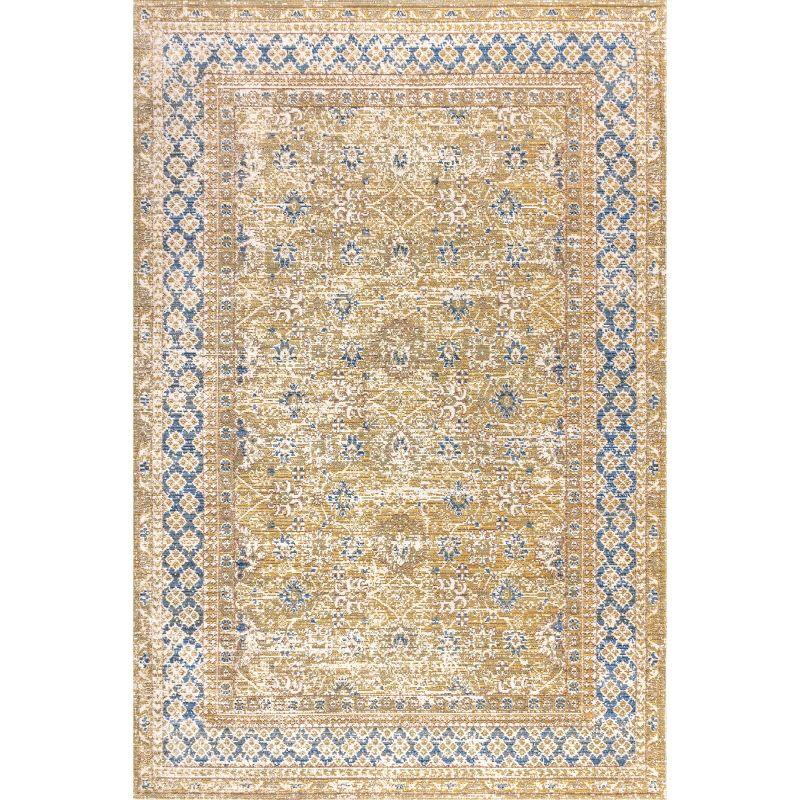 Stirling Blue and Gold 4' x 6' Synthetic Area Rug