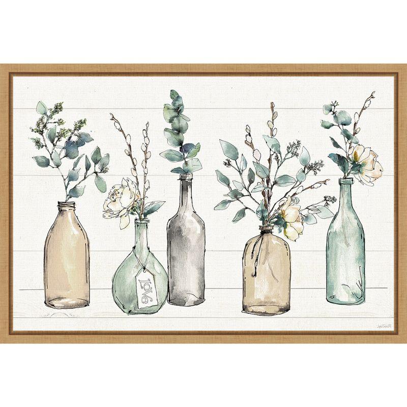 Modern Farmhouse Floral Still Life Framed Canvas Print