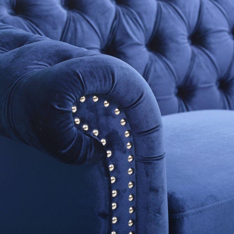 Parksley Tufted Chesterfield Velvet Sofa Dark Blue - Christopher Knight Home