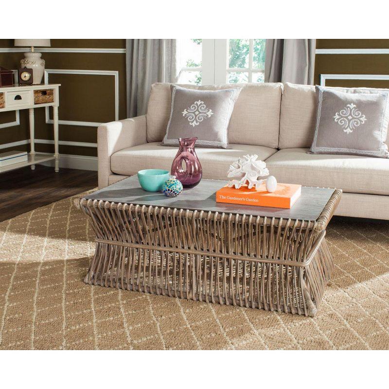 Gray Rectangular Wood and Metal Coffee Table