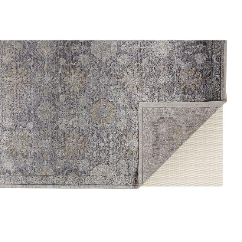 Sarrant Transitional Damask Gray/Silver/Tan Area Rug