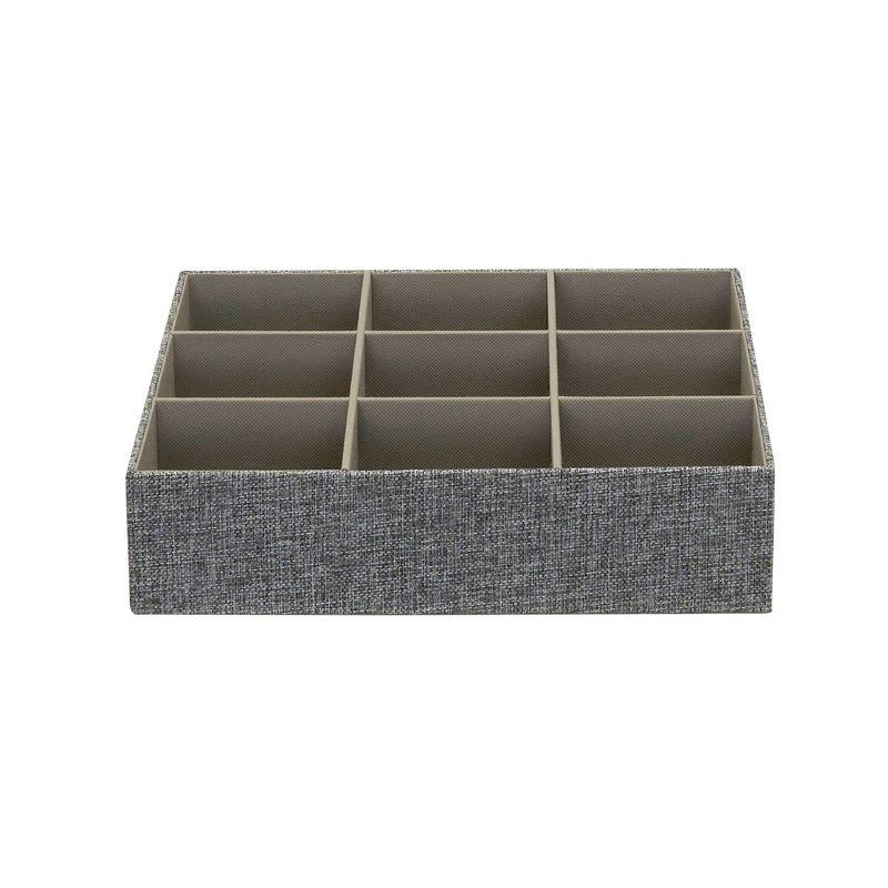 Household Essentials 3pc Drawer Organizer Set Graphite Linen: Stackable Decorative Boxes, Polyester, 12.6"x12.6" Rectangle