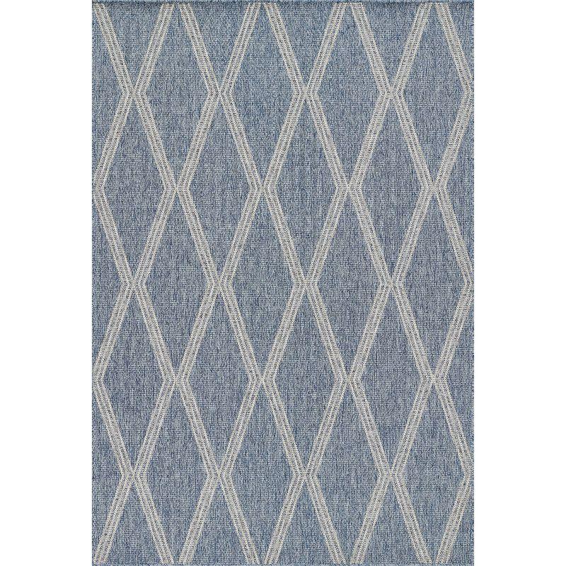 Momeni 5'3"x7' Hampton Ozzy Machine Loomed Indoor/Outdoor Area Rug Blue: Geometric Pattern, Low Pile, Polypropylene