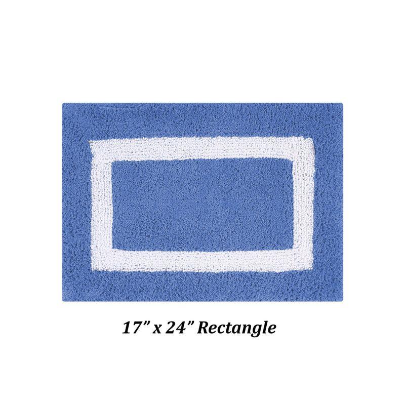 Hotel Collection Plush Reversible Striped Blue/White Cotton Bath Rug Set