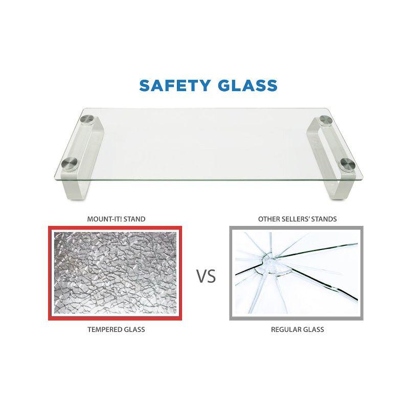 Mount-it Mount-It! Glass Desktop Monitor Stand Riser, 22 Inches Wide Clear Tempered Glass Hold Up to 44 Lbs.