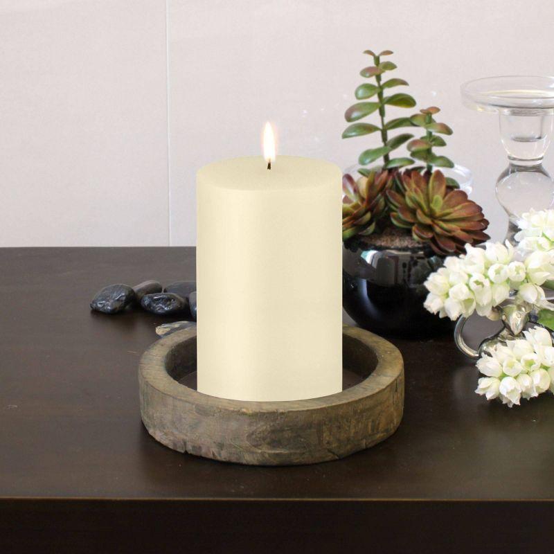 6pk Unscented Flat top Smooth Pillar Candles Ivory - Stonebriar Collection