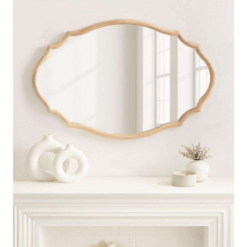 Kate & Laurel All Things Decor 24"x36" Leanna Wood Scalloped Oval Mirror Natural