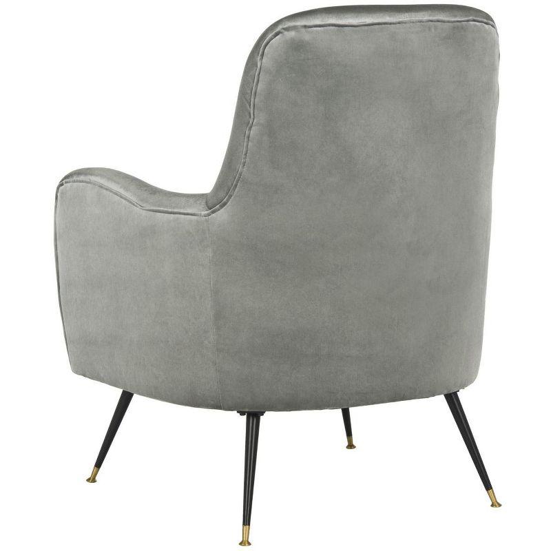 Noelle Velvet Retro Mid Century Accent Chair  - Light Grey - Safavieh