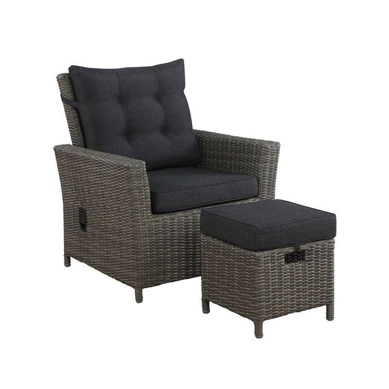 Asti Gray All-Weather Wicker Outdoor Recliner and Ottoman Set