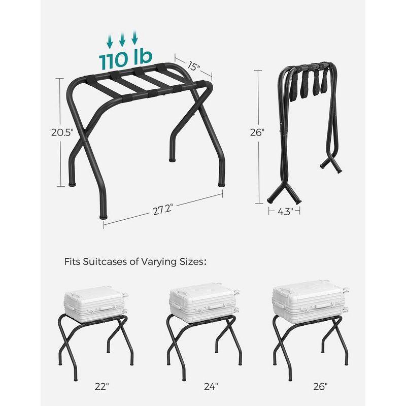 BINO Luggage Rack, Pack Of 2, Luggage Racks For Guest Room, Suitcase Stand, Steel Frame, Foldable, For Bedroom, Black