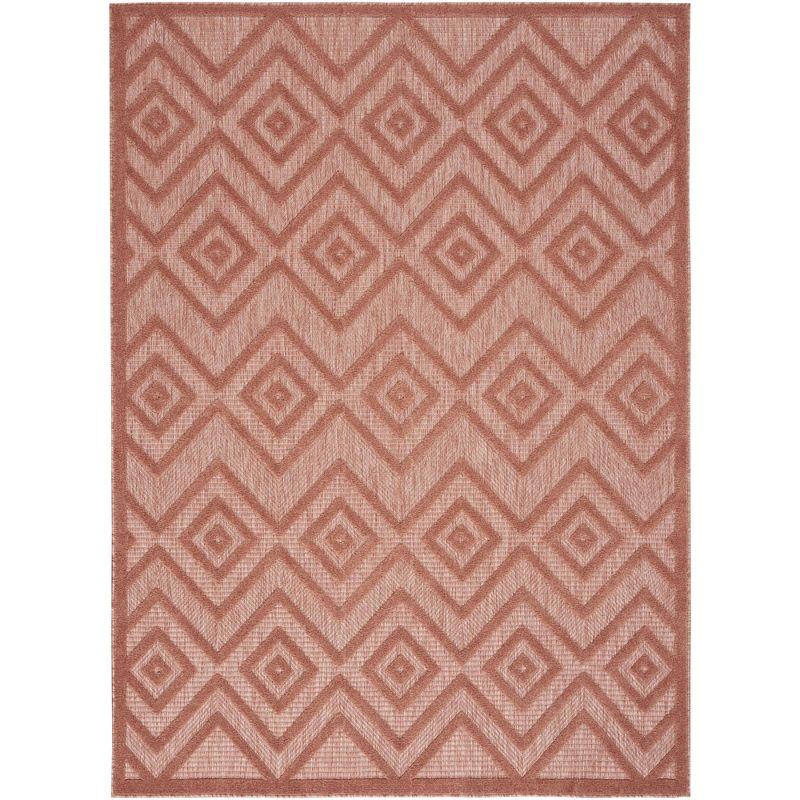Nourison Versatile Diamond Geometric Flatweave Indoor Outdoor Area Rug Coral/Orange 5' x 7'