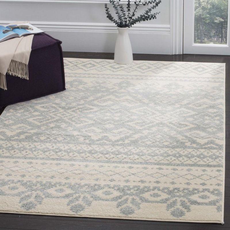 Slate and Ivory Rectangular Hand-Knotted Synthetic Area Rug 6' x 9'