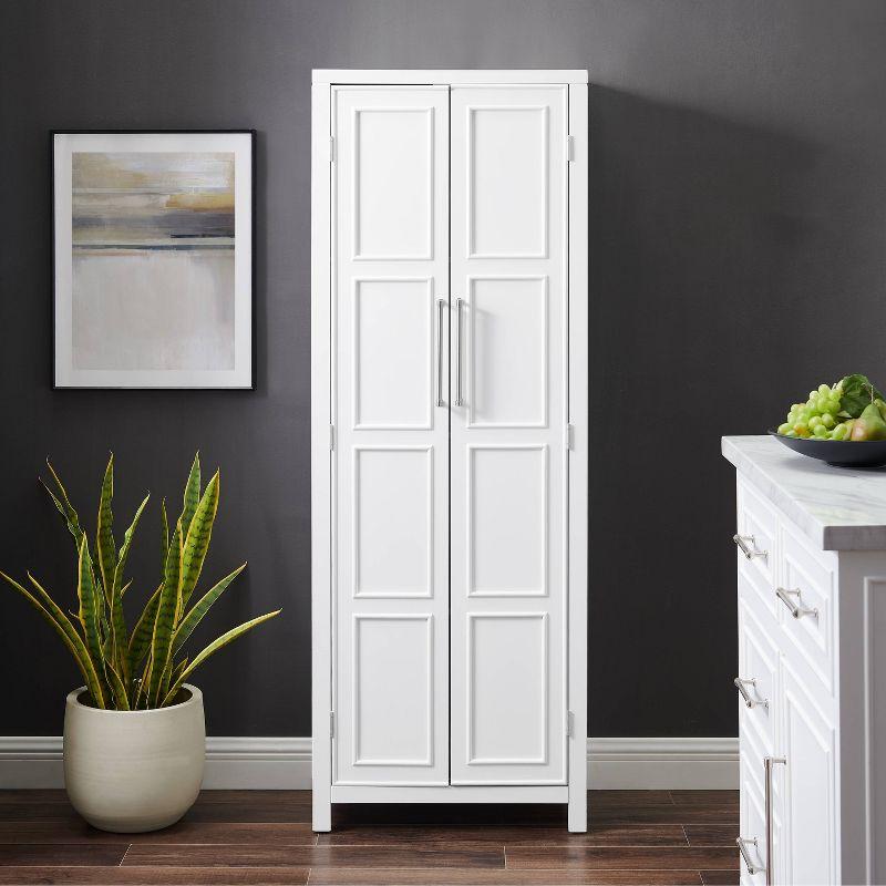 Crosley Cutler Storage Pantry White : Modern Farmhouse Style, 4 Fixed & Adjustable Shelves, MDF Wood Veneer, 65" Height