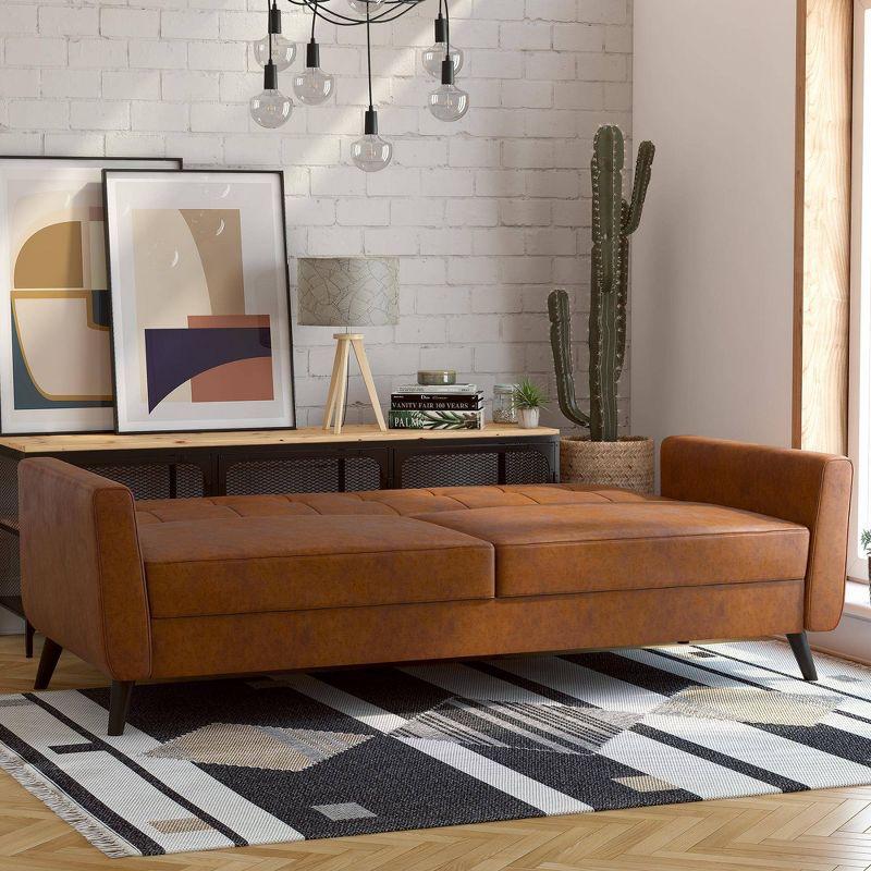 Dorel Home Products Parker Faux Leather Futon with Storage Camel