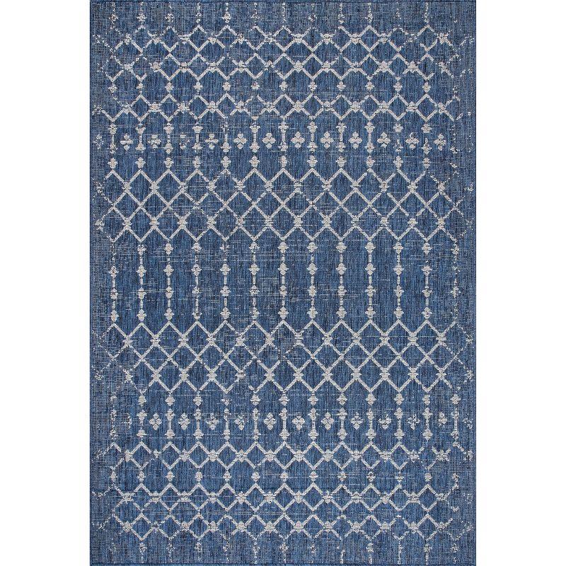 Nuloom Grayson Trellis 5x8 Indoor/Outdoor Area Rug for Living Room Patio Deck Front Porch Kitchen, Blue/Ivory