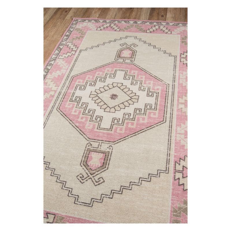 7'9"x9'10" Medallion Loomed Area Rug Pink - Momeni: Traditional Wool & Nylon, Low Pile, Rectangle, Indoor Use
