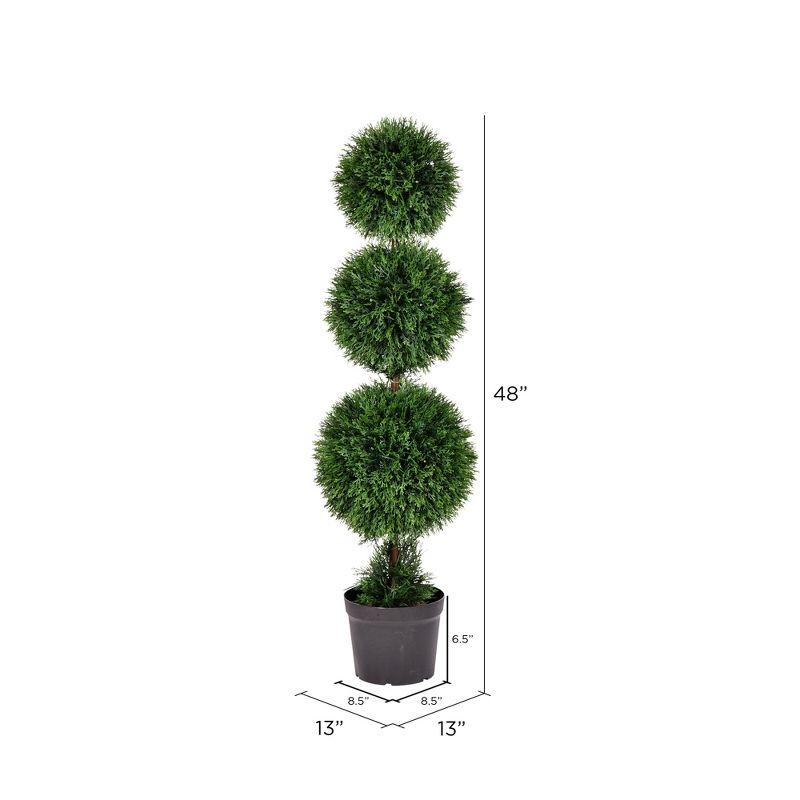 Elegant White Triple Ball Boxwood Topiary with Lights - 49" Outdoor Centerpiece