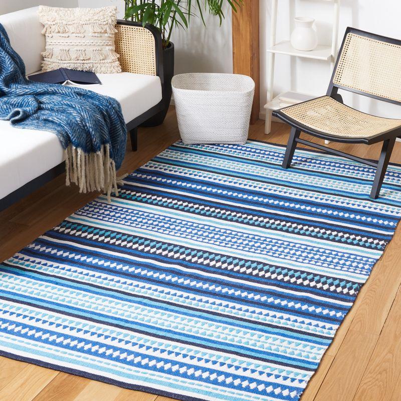 Coastal Breeze Blue Cotton Flat Woven Handmade Rug - 5' x 8'