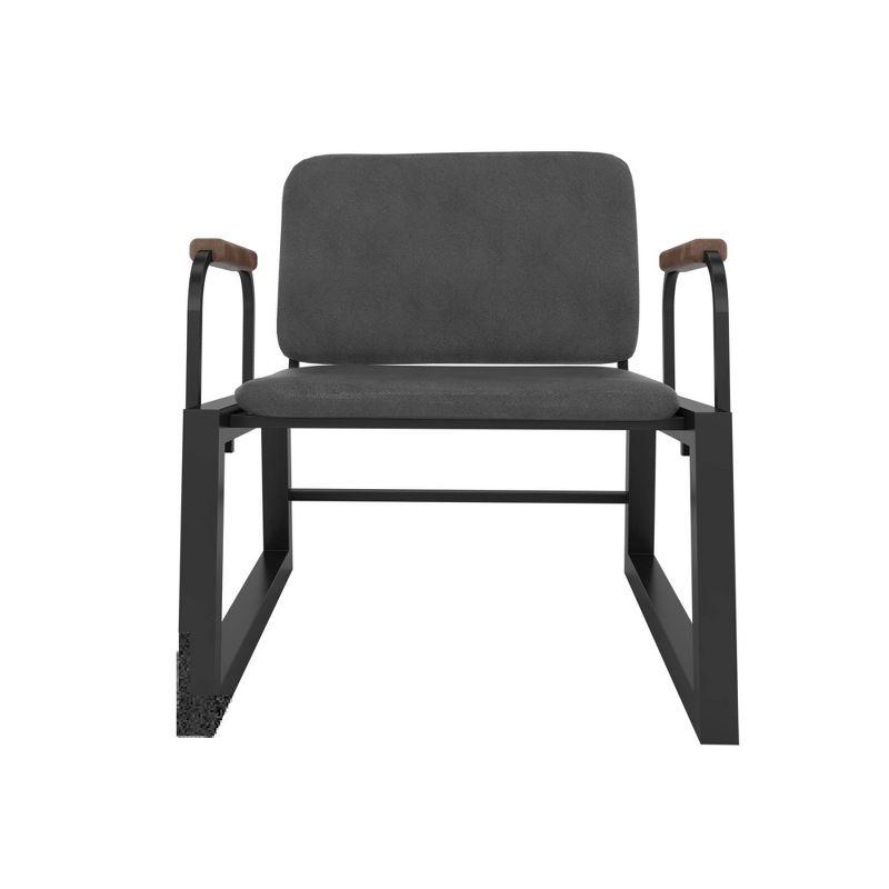 1.0 Whythe Low Accent Chair Black - Manhattan Comfort: Faux Leather, Steel Legs, No Assembly Required
